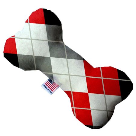 MIRAGE PET PRODUCTS Red & Grey Argyle 8 in. Stuffing Free Bone Dog Toy 1303-SFTYBN8